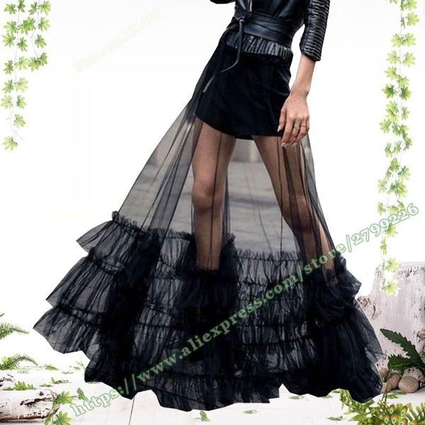 

skirts 2021 fashion summer plus size transparent black mesh gothic female wrap skirt designs / long maxi for womens
