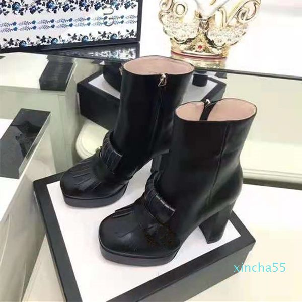 

women's boots brand handbag british fashion luxury designer slide custom metal button series, Black