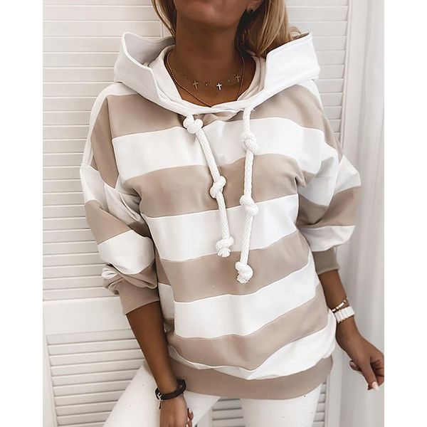 

casual loose striped women clothing long sleeve hoodies ladies fashion streetwear korean harajuku hooded sweatshirt sj6187m, Black