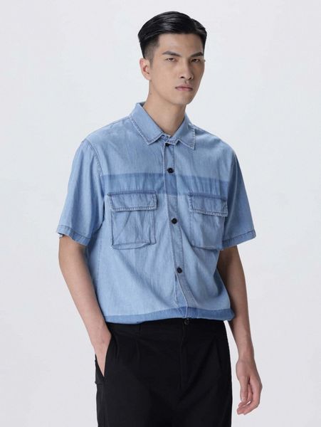 

men flap pocket button front shirt q4wa#, White;black