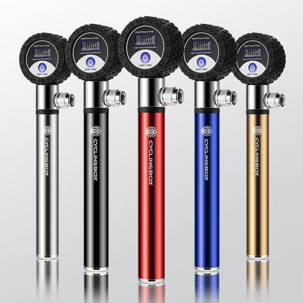 

bike pumps x7ac mini pump with pressure gauge lcd digital display 120 psi hose ultralight mtb bicycle tire inflator