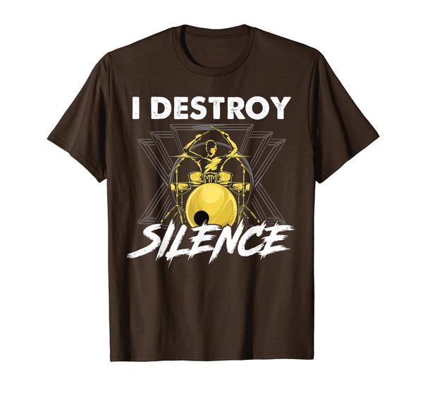 

funny i destroy silence drummer awesome drumming musician t-shirt, White;black