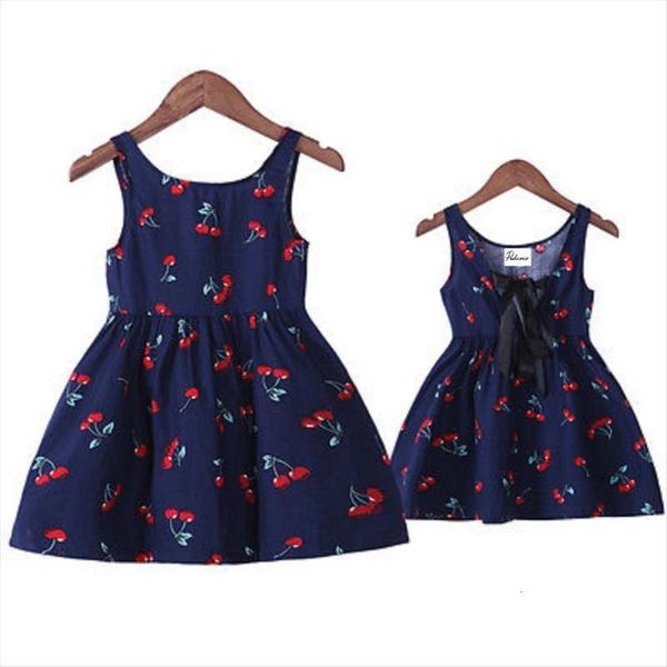 

toddler baby girls summer princess girl dresses party wedding mini kids cherry cotton sleeveless bowknot sundress 1 5y, Red;yellow