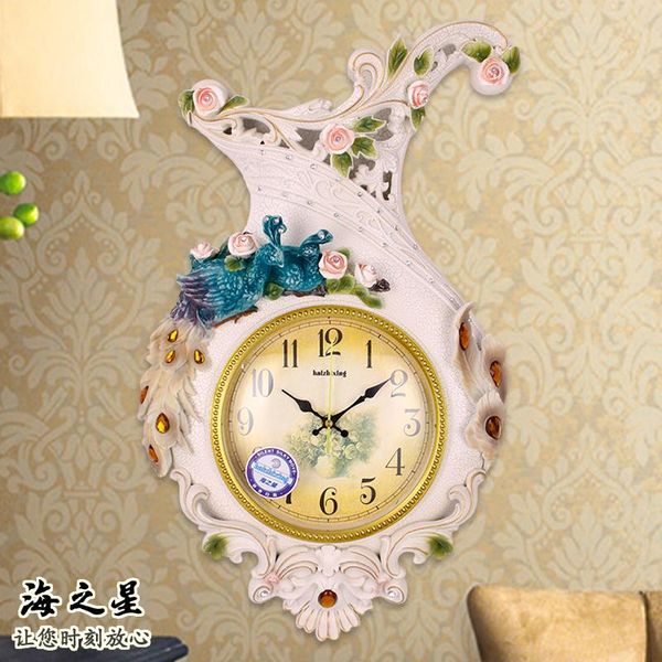 

wall clocks european mute clock living room stickers creative vase decoration home art
