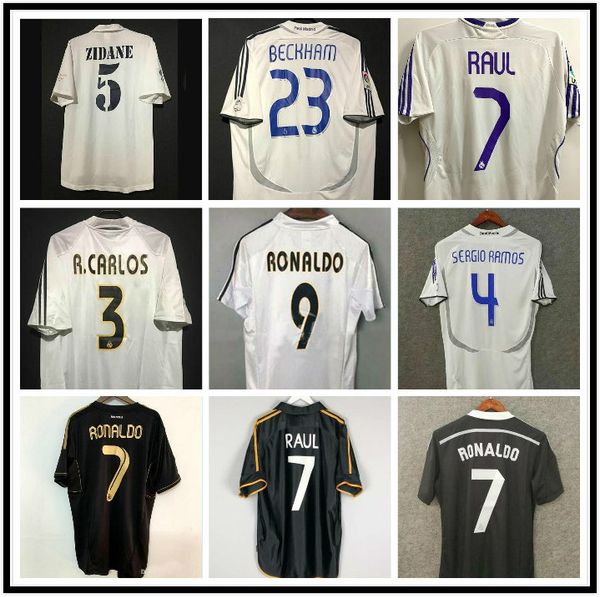 

retro 04 05 10 11 12 real madrid soccer jersey guti ramos mcmanaman 13 14 15 ronaldo zidane beckham 06 07 raul robinho 1999 00 carlos, Black;yellow