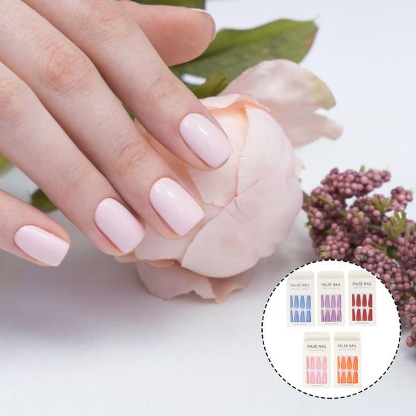 

false nails 120pcs matte finish full cover extra long manicure fake tips, Red;gold