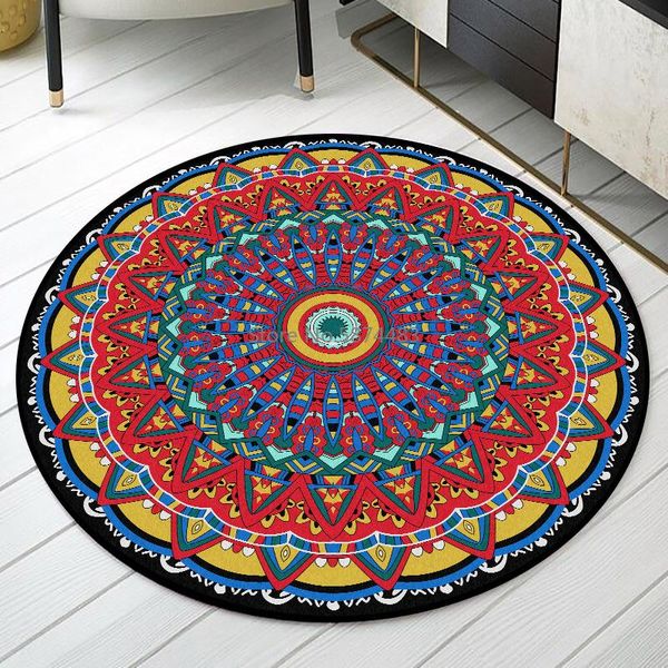 

carpets 200cm bohemian color mandala ethnic style living room bedroom hanging basket chair non-slip round mat carpet