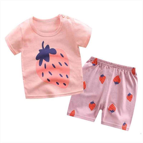

baby girls summer clothes toddler girl 2 pieces short sleeve cotton t-shirt pants sets kids sleepwear clothing suit children top, White