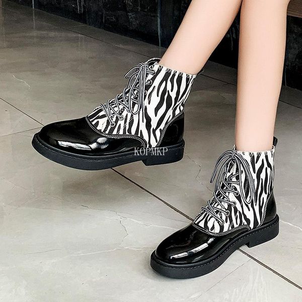 

boots 2021 fashion rubber flat shoes round toe mid-heel autumn ladies lace-up luxury designer non-slip high heel 35-40, Black