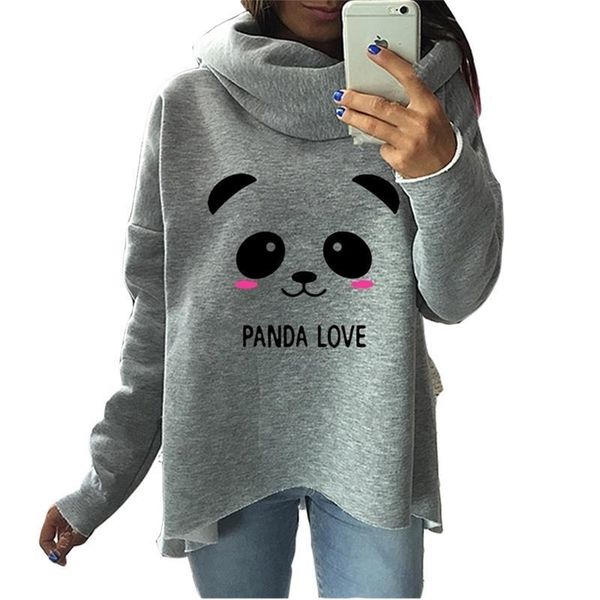 Moda Panda Christmas Roupas Mulheres Hoodies Inverno Lenço de Inverno Coleira Manga Longa Casual Dos Desenhos Animados Camisolas Pullovers LJ201103