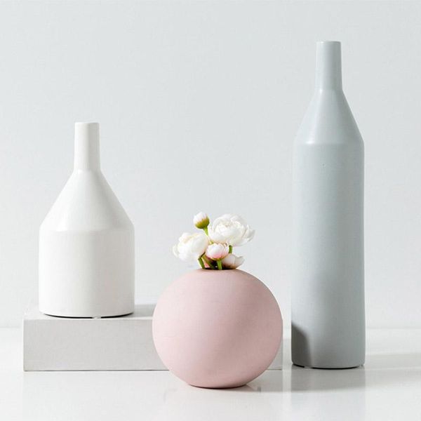 

vases nordic minimalist style artware ceramic modern simple tea table deskhome decorative morandi colorful dried flower vase