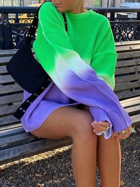 

women's sweaters 2021 fashion tie dye y2k sweater women loose long sleeve autumn winter jumpers harajuku streetwear casual knit pullove, White;black