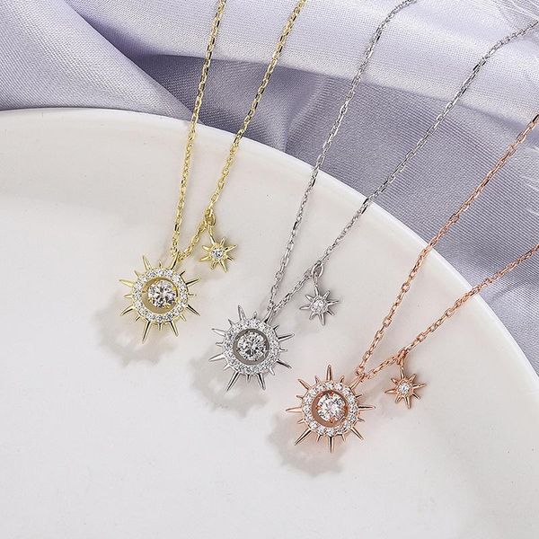 

chains choker necklace chain pendant bead sunflower jewelry gift for women lady bride wedding copper charms party gifts, Silver