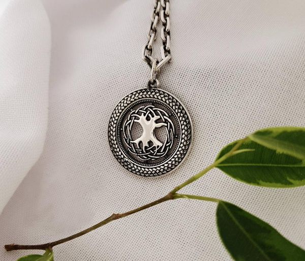 

pendant necklaces yggdrasil world tree viking necklace norse jewelry, Silver