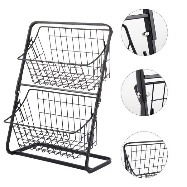 

hooks & rails 1 pc two-layer organizer cosmetic storage rack snack basket for kitchen