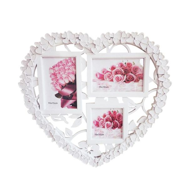 

frames decorative white wall hanging heart shape collage picture frame (white)