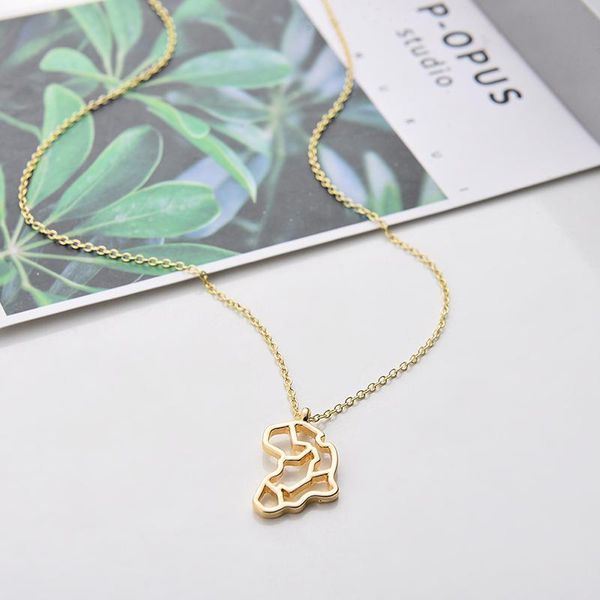 

pendant necklaces 10 outline hollow africa map state geography necklace egypt south kenya city hometown clavicle jewelry, Silver