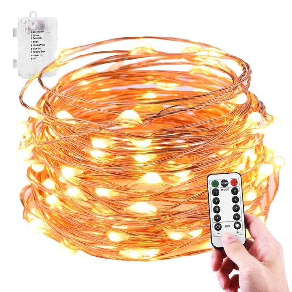 

strings fairy lights battery operated 10m 100led remote control twinkle string 8 modes copper wire firefly