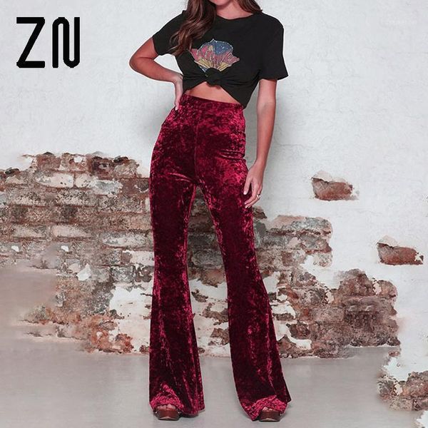 

women high waist gold velvet casual wide-leg pants women's fashion elastic loose pant & capris, Black;white