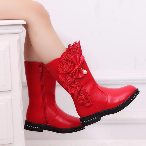 

boots children' snow 2021 winter girls fashion bow high princess1, Black;grey