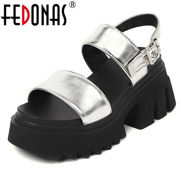 

sandals fedonas platform for women open toe black shoes 2021 summer night club flat