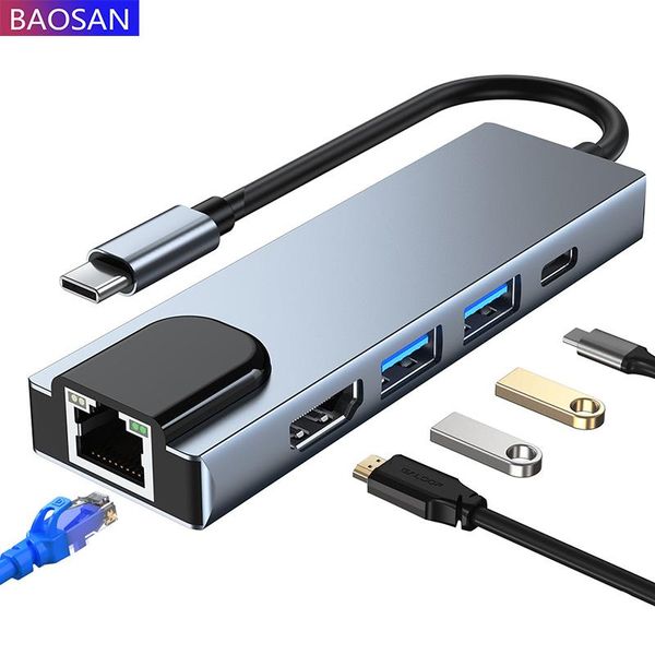 

hubs type c docking station 5-in-1 with network card usb-c hub 4k notebook
