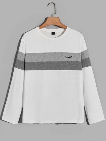 

men contrast panel eagle print tee 864l#, White;black