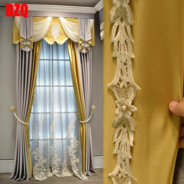 

curtain & drapes custom curtains simple european luxury solid gold color super soft cashmere cloth blackout tulle valance