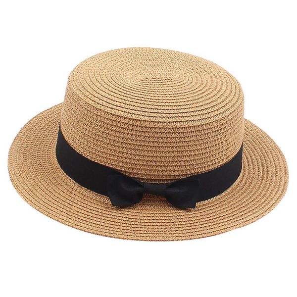 

wide brim hats outdoor summer women's boater beach hat side female casual fisherman's classic bowknot straw sunhat cap fedora, Blue;gray