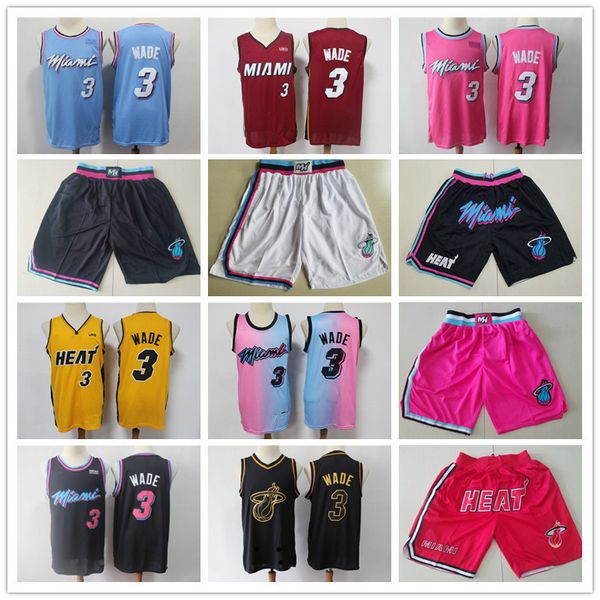 

miami's men heat's jersey throwback jersey dwyane 3 wade basketball shorts basketball jerseys pink black red white black