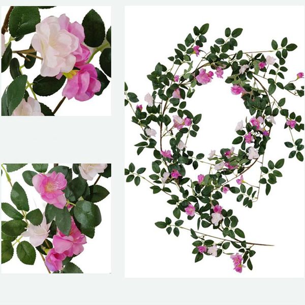 

decorative flowers & wreaths zerolife 1.8m silk artificial roses rattan vine green leaves garland fake flower ivy wedding home christmas dec