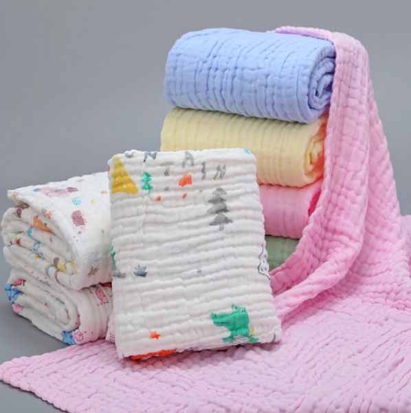 En son 110x110 cm Battaniye arasından seçim yapabileceğiniz birçok stil vardır, bebek gazlı bez altı katmanlı yorgan pilili havlu baskı battaniyeleri