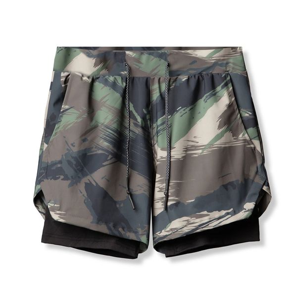 

casual camouflage 2 in 1 men's shorts joggers sports running quick dry gyms fitness pants bermuda beach, White;black