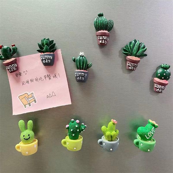 

fridge magnets mini cute little cactus refrigerator sticker home decoration message