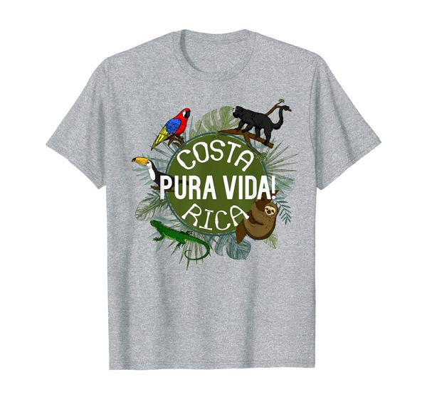 

pura vida costa rica t-shirt party animals, White;black