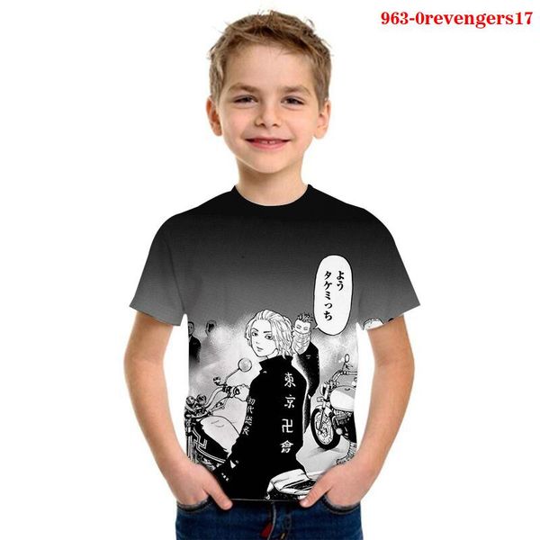 

men's t-shirts japanese anime tokyo revengers 3d printed t-shirt boys cartoon tee kids summer short sleeve tshirt men oversized t shir, White;black