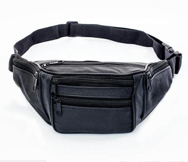 

style men leather casual fanny pack waist belt bag purse hip pouch travel sports waist packs