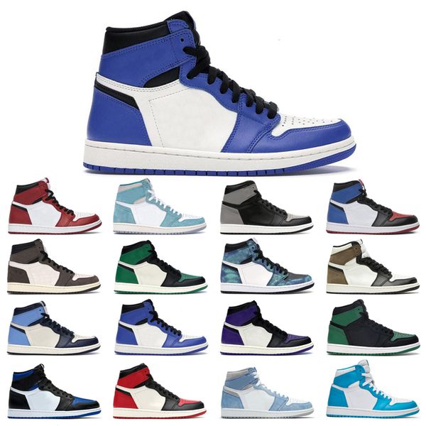 

1s man's basketball shoes turbo green hyper royal dark mocha obsidian tie dye bred toe cactus jack chicago twist university blue whole
