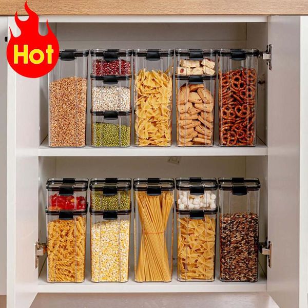 

storage bottles & jars 700/1300/1800ml food container plastic kitchen refrigerator noodle box multigrain tank transparent sealed