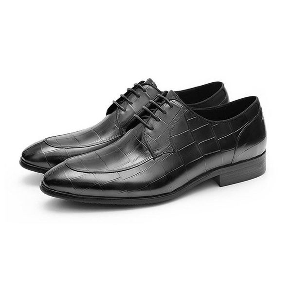 

dress shoes mens formal genuine leather oxford dressing wedding party men office lace up male zapatos de hombre c37, Black