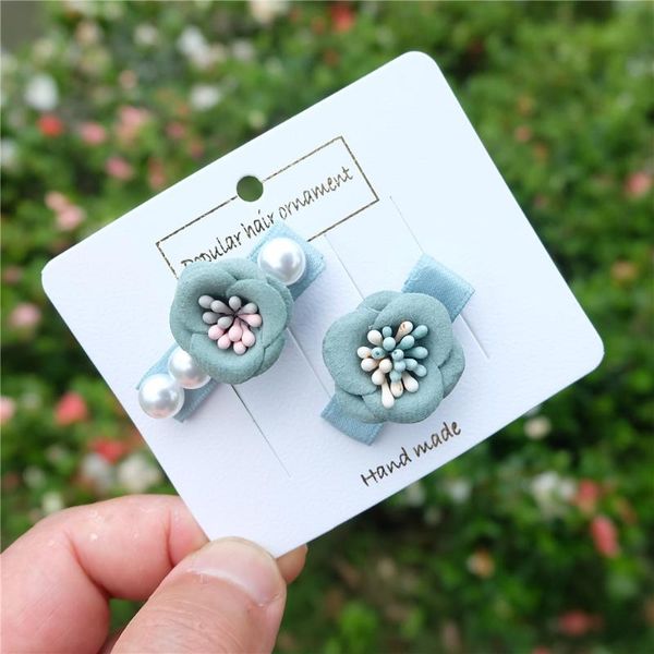 

hair accessories 2pcs/set bows flower girls clip pearl barrettes color hairpin headwear for kids children fashion headdress, Slivery;white