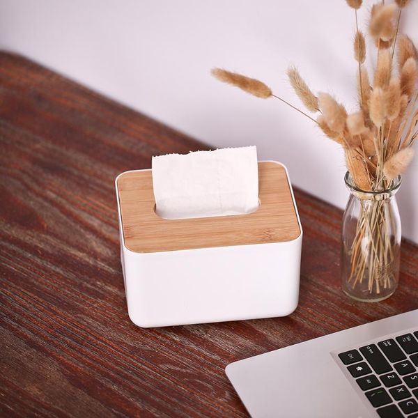 

tissue boxes & napkins bamboo cover napkin holder square round plastic box container home bathroom kitchen paper storage accessories