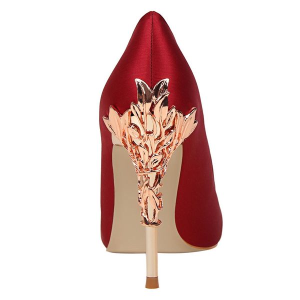 

new spring autumn women pumps high thin heel metal pointed toe ladies bridal wedding women shoes k0061, Black