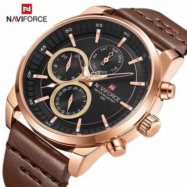 

wristwatches naviforce mens watch full steel wristwatch digital sports watches waterproof quartz clock relogio masculino, Slivery;brown