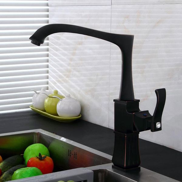 

kitchen faucets brass sink faucet 360 rotate swivel mixer single holder hole antique black tap