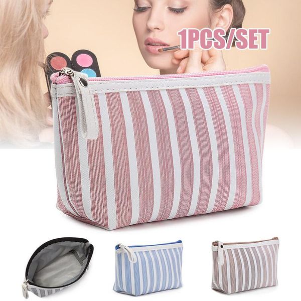 

makeup pouch travel striped printed cosmetic bag toiletry organizer purse fs99