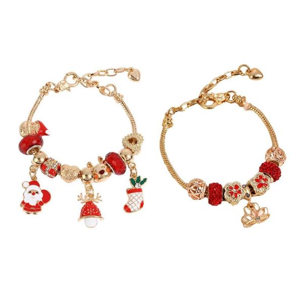 Charme Braceletes Jingle Bell para Mulheres Simples Design Pulseira Papai Noel Forma B