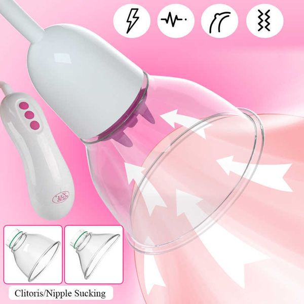 Articoli per massaggi Ventose per capezzoli Stimolazione del clitoride Vibratore a 5 frequenze Forte massaggio al seno elettrico Pompa rimovibile Giocattoli del sesso per le donne