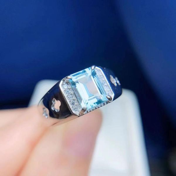 

cluster rings man ring 100% real and natural z 925 sterling silver for men fine handworked jewelry, Golden;silver