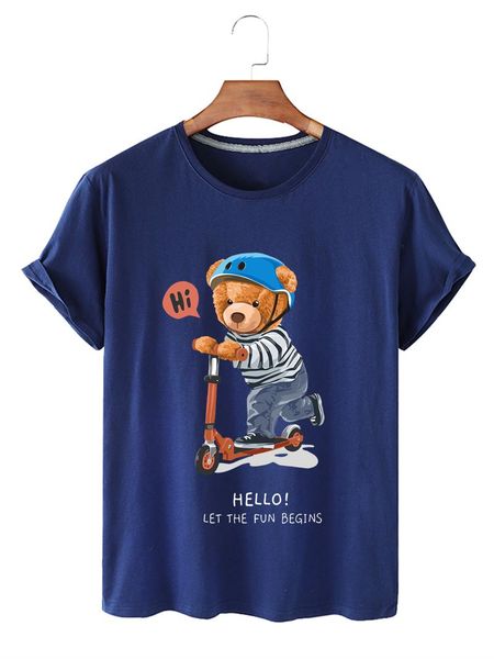 

women's t-shirt personality design cute bear printing eco-friendly soft sport short sleeve tees, White